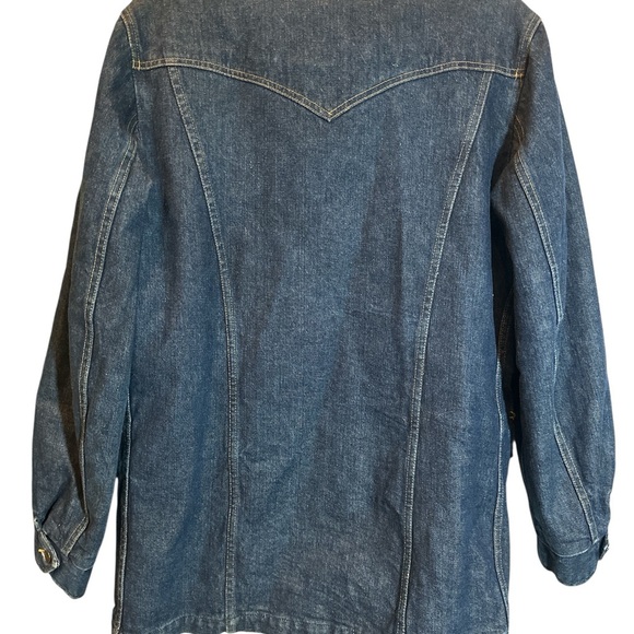 Vtg 70s Mens Lee STORM RIDER Denim Sherpa Lined Western Chore Jacket Coat Sz LL - Picture 2 of 7